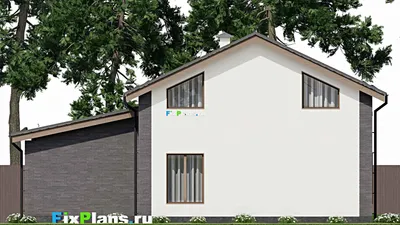 Проект дома с мансардой 11 на 14, площадью 150 м² с гаражом на 1 машину и 3 спальнями — фасад 6