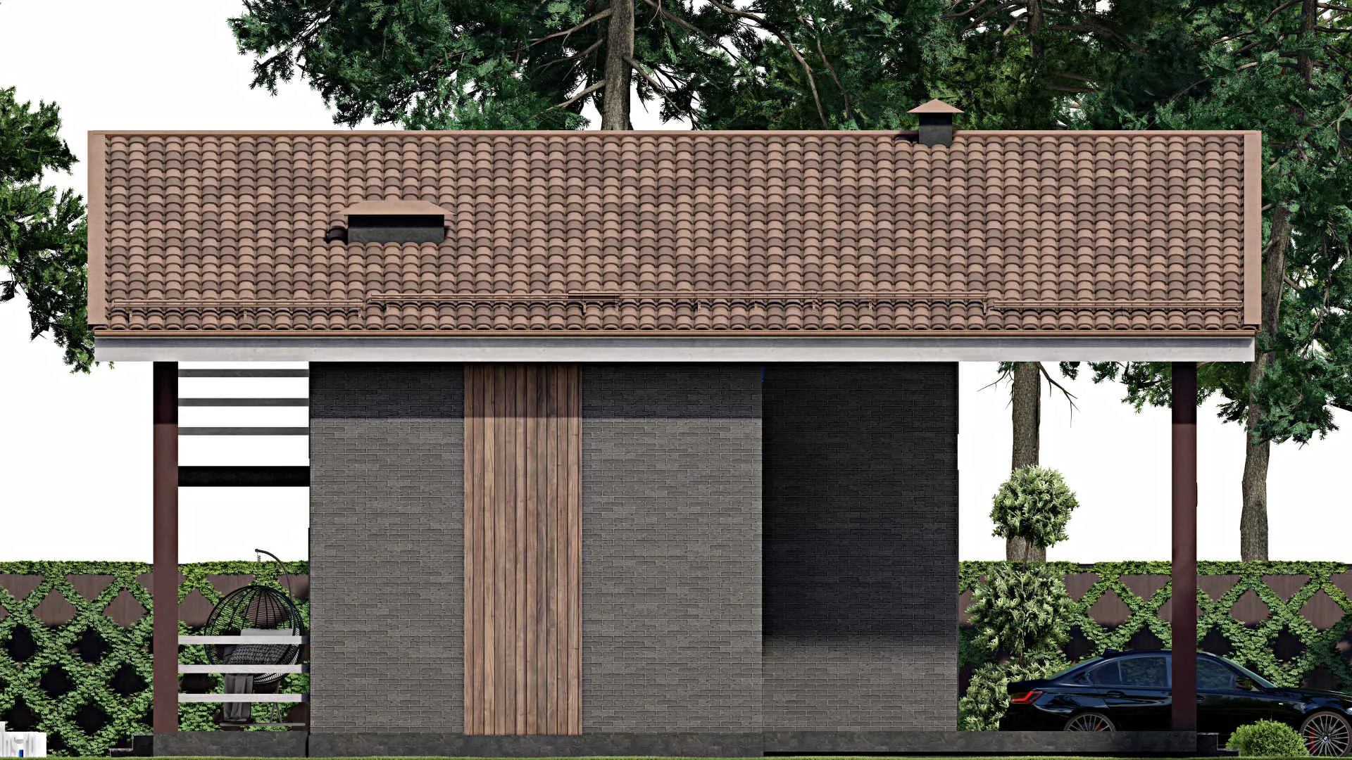 F-8405 - Проект дома с мансардой 13 на 13, площадью 190 м² с террасой, балконом, баней и 2 спальнями