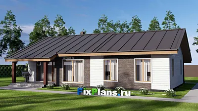 Проект одноэтажного дома 12 на 17, площадью 140 м² с террасой и 3 спальнями (F-18035) — фасад 2