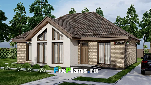Проект одноэтажного дома 14 на 15, площадью 150 м² с террасой и 3 спальнями