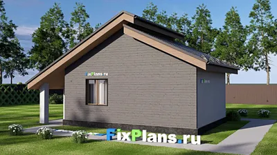 Проект одноэтажного дома 6 на 10, площадью 40 м² с 1 спальнями — фасад 2