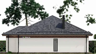 Проект одноэтажного дома 15 на 15, площадью 170 м² с 4 спальнями — фасад 5