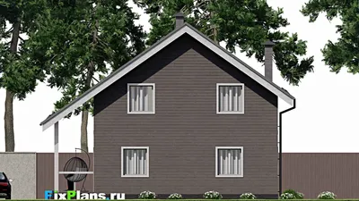Проект дома с мансардой 11 на 12, площадью 210 м² с террасой, балконом и 6 спальнями — фасад 6