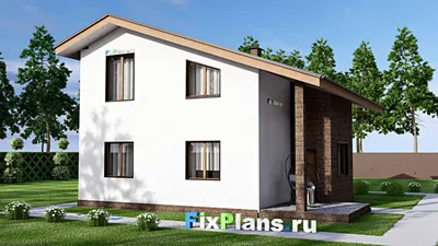 Проект дома с мансардой 13 на 16, площадью 170 м² с террасой и 6 спальнями — фасад 2
