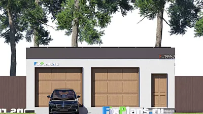 Проект гаража из газобетона 9 на 10, площадью 60 м² на 2 машиноместа — фасад 3