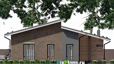 Проект одноэтажного дома 13 на 15, площадью 160 м² с террасой и 3 спальнями (F-2591) — фасад 3