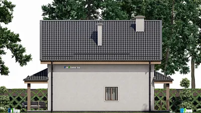 Проект дома с мансардой 10 на 14, площадью 190 м² с террасой и 5 спальнями — фасад 4