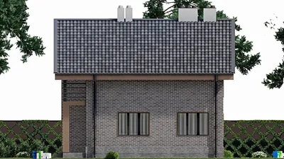 Проект дома с мансардой 10 на 11, площадью 160 м² с террасой, балконом и 3 спальнями — фасад 5