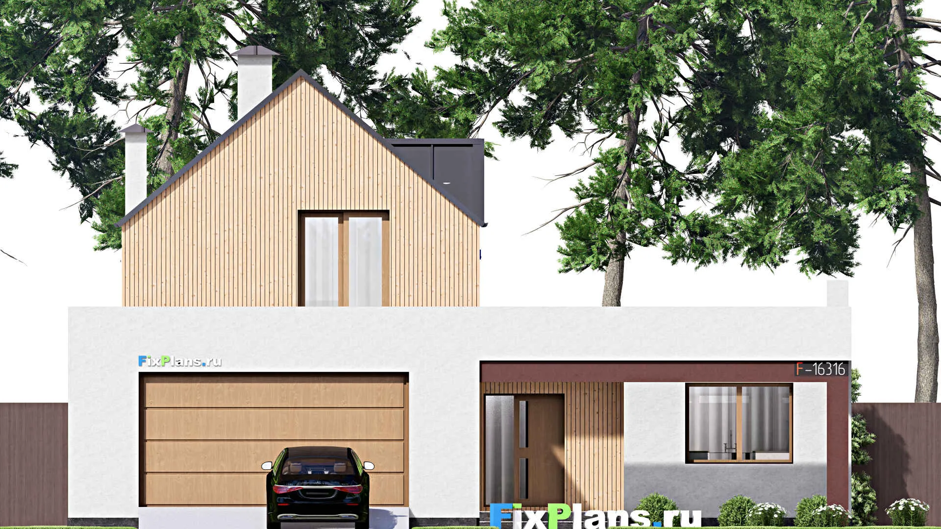 F-16316 - Проект дома с мансардой 15 на 20, площадью 410 м² с 3 спальнями