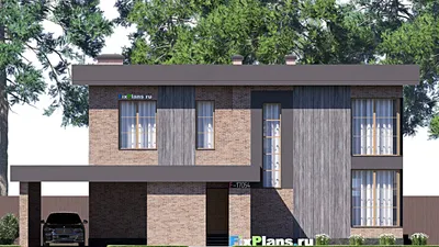 Проект двухэтажного дома 15 на 18, площадью 340 м² с террасой, балконом и 4 спальнями — фасад 3