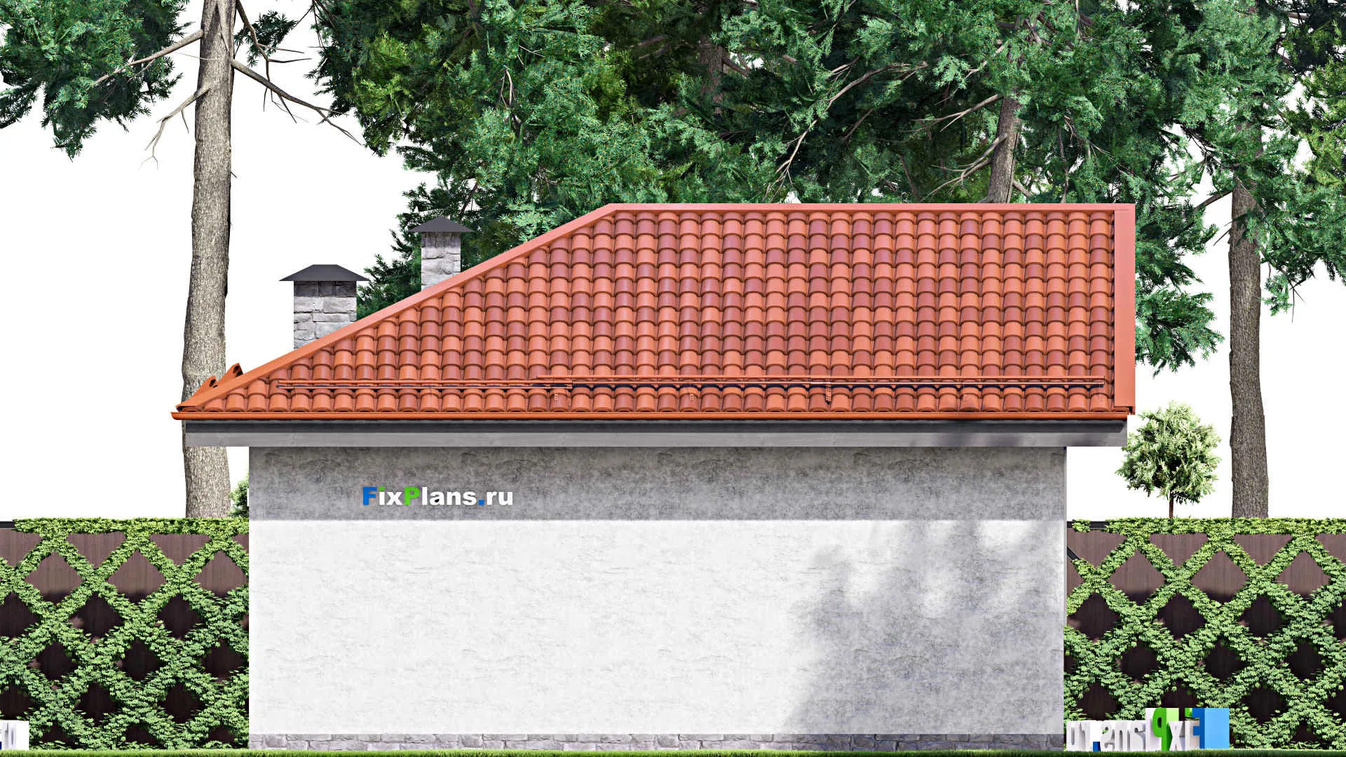 F-14894 - Проект бани 9 на 10, площадью 60 м² с комнатой отдыха, терассой и санузлом