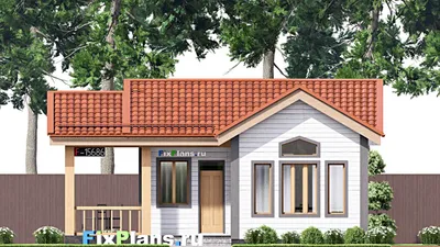 Проект бани 8 на 10, площадью 60 м² с комнатой отдыха — фасад 3