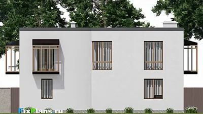 Проект двухэтажного дома 14 на 15, площадью 290 м² с 3 спальнями — фасад 6