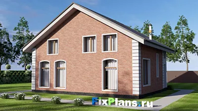 Проект дома с мансардой 13 на 13, площадью 200 м² с балконом и 3 спальнями — фасад 2