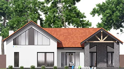Проект дома с мансардой 21 на 24, площадью 360 м² с 3 спальнями — фасад 6
