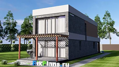 Проект двухэтажного дома 7 на 24, площадью 180 м² с террасой, балконом и 3 спальнями — фасад 2