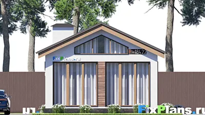Проект бани 8 на 14, площадью 70 м² с комнатой отдыха и терассой — фасад 3