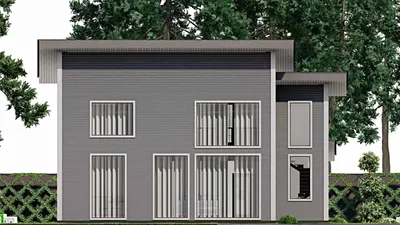 Проект дома с мансардой 11 на 13, площадью 160 м² с 4 спальнями — фасад 4