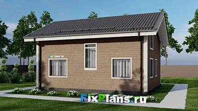 Проект дома с мансардой 8 на 10, площадью 130 м² с террасой и 4 спальнями (F-4877) — фасад 2