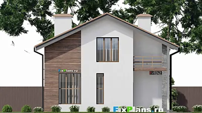 Проект дома с мансардой 10 на 12, площадью 160 м² с террасой, балконом и 3 спальнями — фасад 3