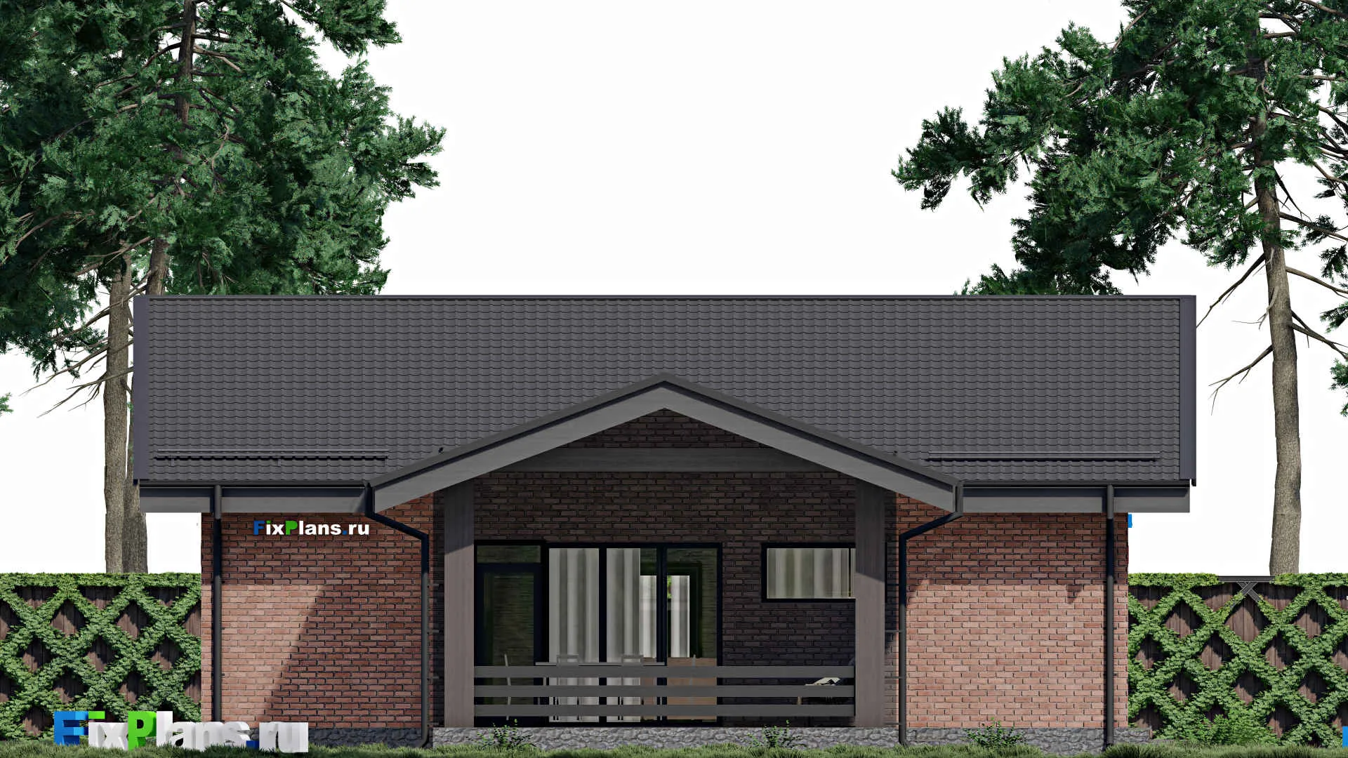 F-0017 - Проект одноэтажного дома 12 на 20, площадью 180 м² с террасой и 4 спальнями