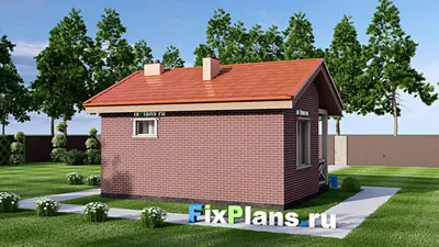 Проект бани 7 на 8, площадью 40 м² с санузлом — фасад 2