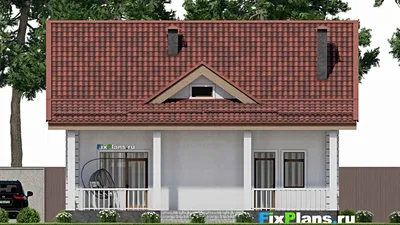 Проект дома с мансардой 12 на 13, площадью 160 м² с террасой и 3 спальнями — фасад 6