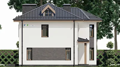 Проект двухэтажного дома 10 на 11, площадью 140 м² с 3 спальнями — фасад 4