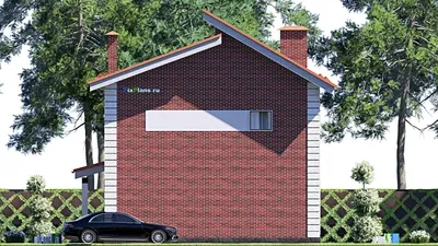 Проект дома с мансардой 11 на 12, площадью 170 м² с террасой, балконом и 3 спальнями — фасад 5