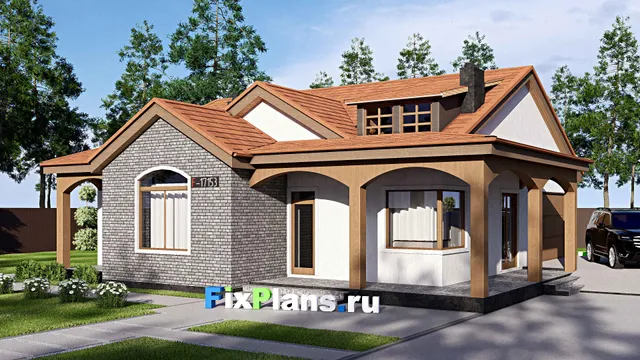 Проект одноэтажного дома 15 на 16, площадью 170 м² с террасой, гаражом на 1 машину и 2 спальнями