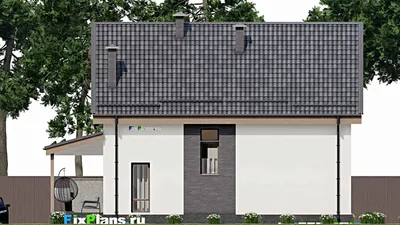 Проект дома с мансардой 12 на 12, площадью 210 м² с террасой и 3 спальнями — фасад 6