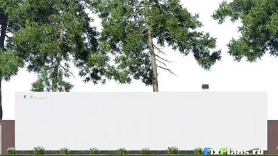 Проект одноэтажного дома 12 на 17, площадью 170 м² с террасой и 1 спальнями — фасад 6