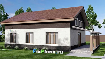 Проект дома с мансардой 12 на 16, площадью 230 м² с террасой и 5 спальнями — фасад 2