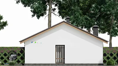 Проект одноэтажного дома 14 на 21, площадью 200 м² с террасой и 3 спальнями — фасад 4