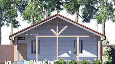 Проект бани 9 на 11, площадью 70 м² с терассой и санузлом — фасад 3