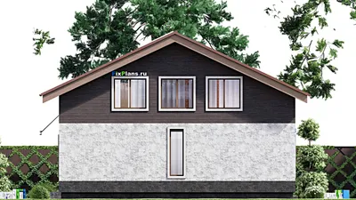 Проект дома с мансардой 12 на 16, площадью 230 м² с террасой и 5 спальнями — фасад 5