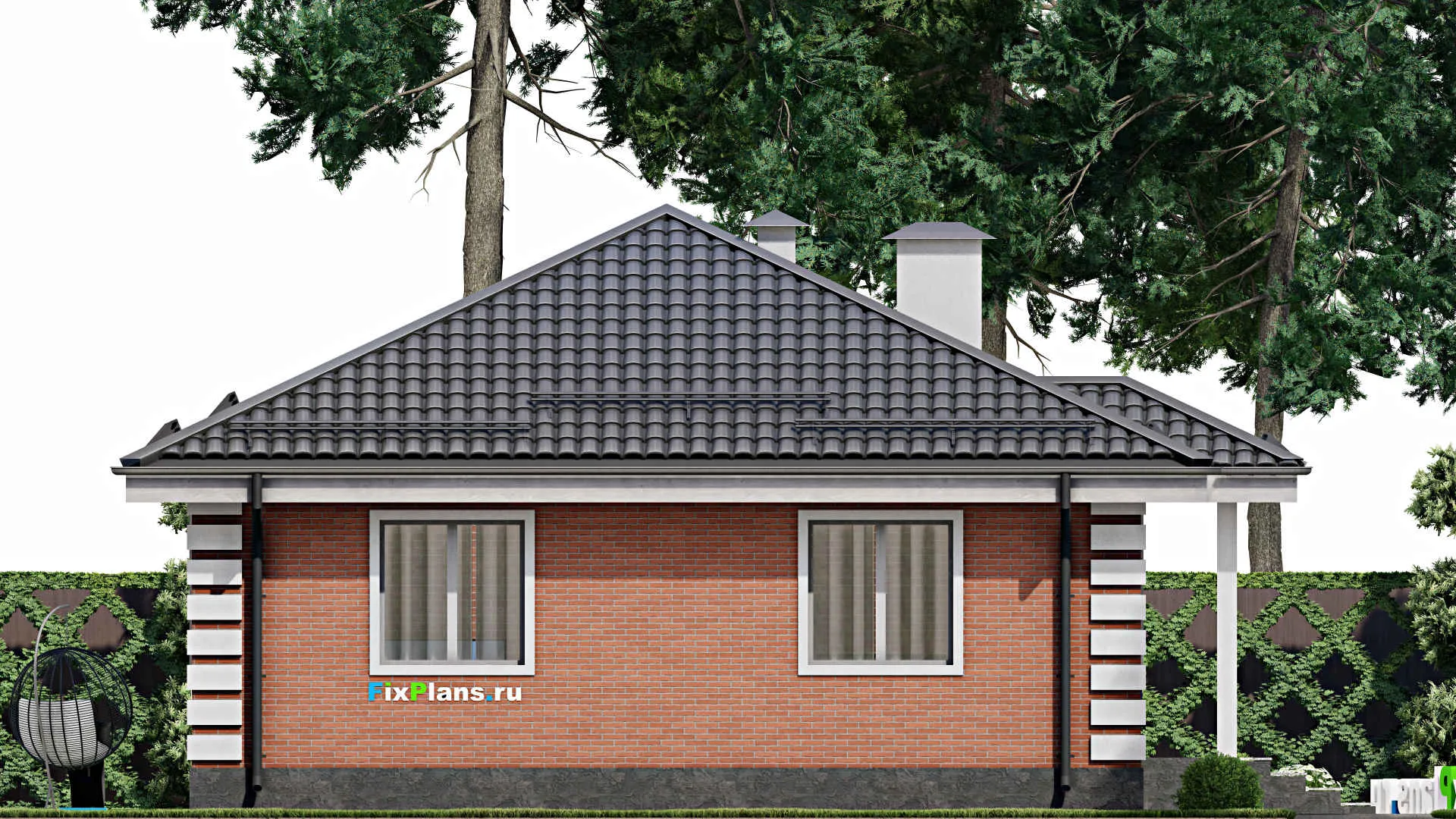 F-3770 - Проект одноэтажного дома 10 на 14, площадью 160 м² с цокольным этажом и 3 спальнями