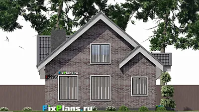 Проект дома с мансардой 9 на 14, площадью 160 м² с террасой и 4 спальнями — фасад 3