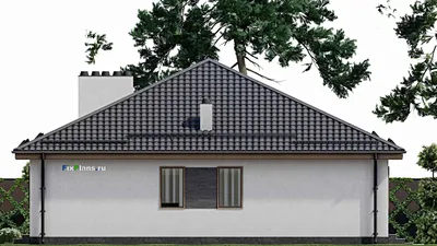 Проект одноэтажного дома 13 на 16, площадью 160 м² с террасой и 3 спальнями (F-3392) — фасад 5