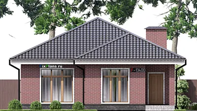 Проект одноэтажного дома 11 на 20, площадью 160 м² с террасой и 3 спальнями (F-13400) — фасад 3