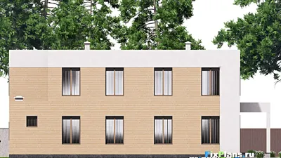 Проект двухэтажного дома 19 на 21, площадью 490 м² с террасой, балконом, баней, спортзалом и 8 спальнями — фасад 6