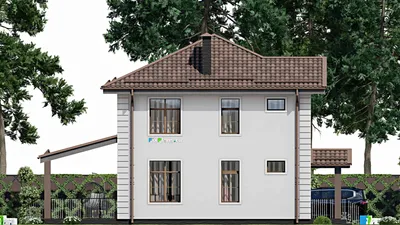 Проект двухэтажного дома 9 на 14, площадью 150 м² с террасой и 3 спальнями — фасад 4