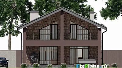 Проект дома с мансардой 11 на 16, площадью 250 м² с 4 спальнями — фасад 6