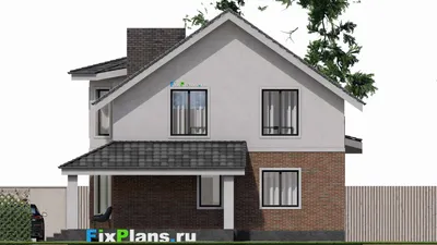 Проект дома с мансардой 11 на 15, площадью 210 м² с террасой и 5 спальнями (F-1592i) — фасад 6