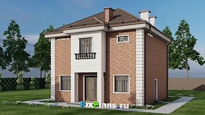 Проект двухэтажного дома 10 на 12, площадью 150 м² с 4 спальнями — фасад 2