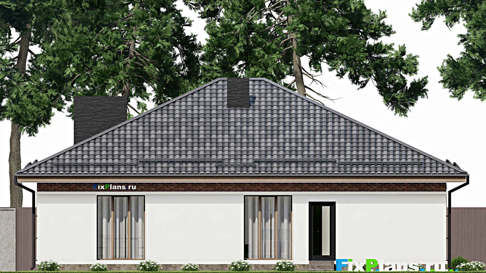 F-3266 - Проект одноэтажного дома 15 на 15, площадью 170 м² с 4 спальнями