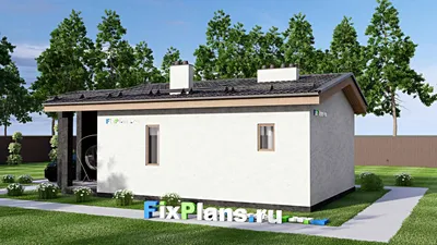 Проект бани 7 на 12, площадью 60 м² с комнатой отдыха, терассой и санузлом — фасад 2