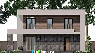Проект двухэтажного дома 10 на 14, площадью 230 м² с террасой, балконом и 2 спальнями — фасад 3