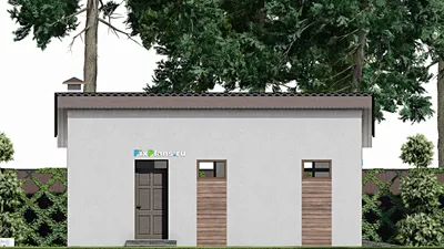 Проект гаража из газобетона 5 на 9, площадью 40 м² на 1 машиноместо — фасад 4