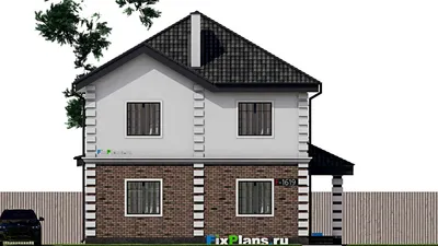Проект двухэтажного дома 10 на 10, площадью 160 м² с террасой и 3 спальнями — фасад 3